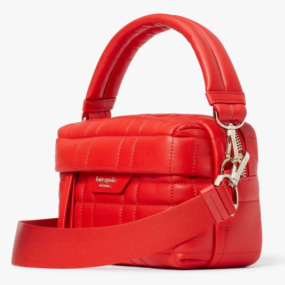 New Kate Spade Softwhere Quilted Leather Small Convertible Crossbody Bright Red - Picture 2 of 4